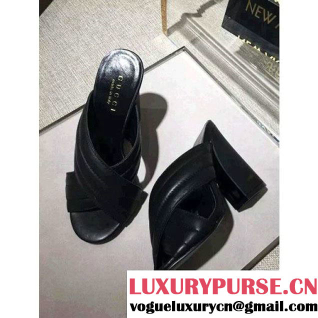 Gucci Leather Crossover Sandal inBlack 2016 (GD4029-6031647 )