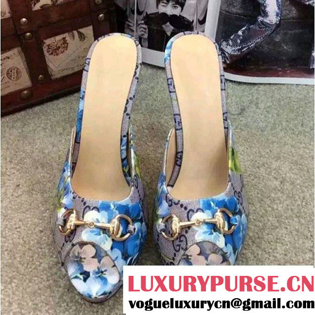 Gucci Blue Blooms Print 10cm Slide Sandal (GD4002-7011720 )