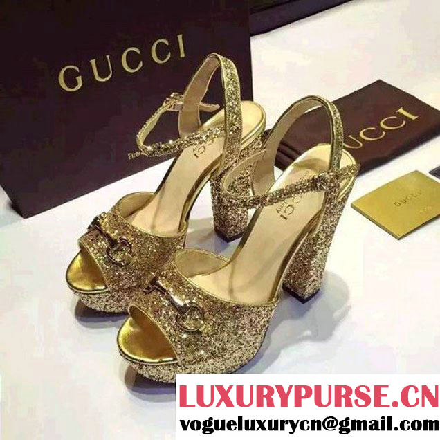 Gucci Glitter Double G Paltform Sandal Gold (GD4002-7011727 )