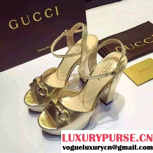 Gucci Metallic Gold Leather Double G Paltform Sandal (GD4002-7011728 )