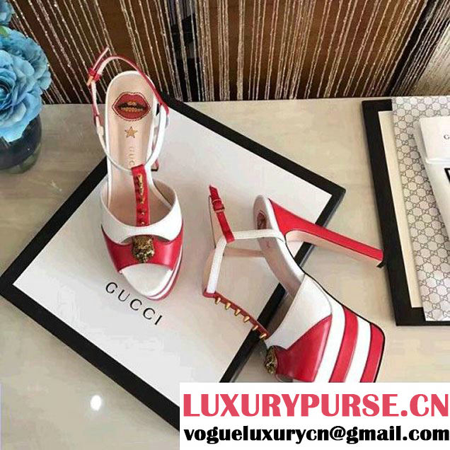 Gucci Leather Platform Sandal Whtie/Red 2017 (GD4007-6022141 )