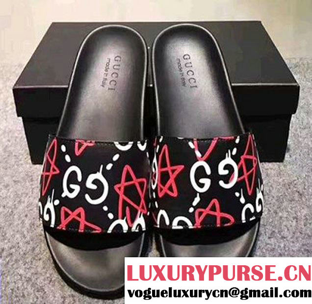 Gucci Slide Sandals 429360 Guccighost Red 2017