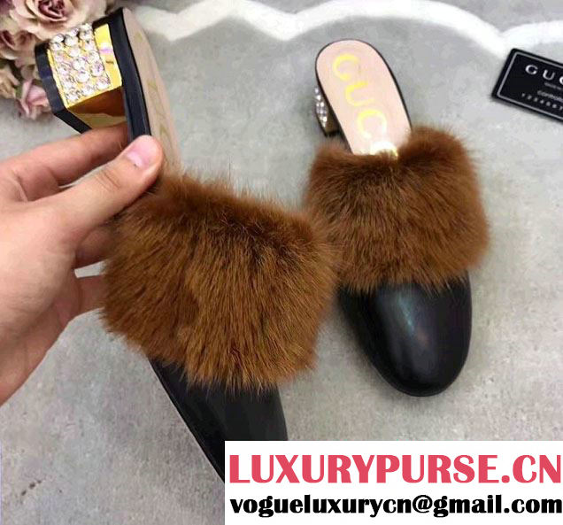 Gucci Crystal and Fur Slipper Runway 2017/2018