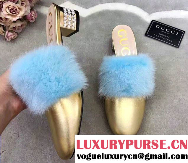 Gucci Crystal and Fur Slipper Runway 2017/2018