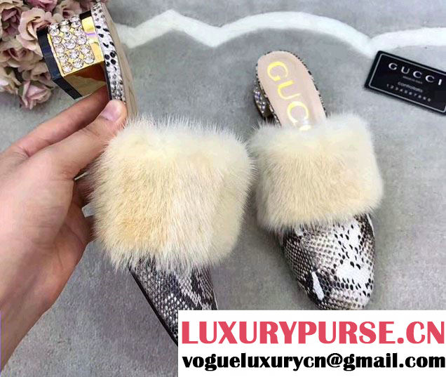 Gucci Crystal and Fur Slipper Runway 2017/2018