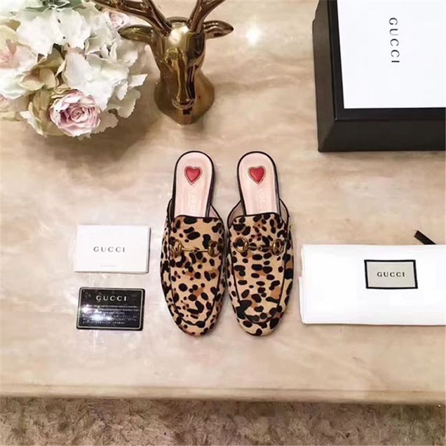 Gucci Leopard Calf Hair Princetown Mule Slipper Calfskin Leather Fall Winter 2017 Collection Black Multi