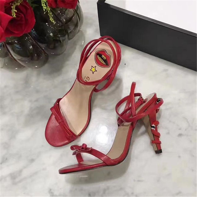 Gucci Snake Crisscross Sandal Calfskin Leather Fall Winter 2017 Collection Red