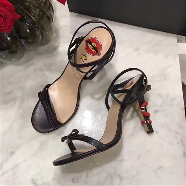 Gucci Snake Crisscross Sandal Calfskin Leather Fall Winter 2017 Collection Black