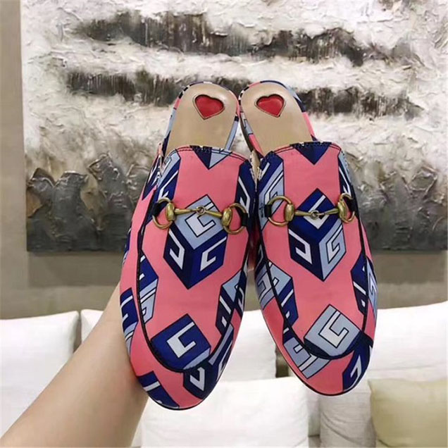 Gucci Princetown Geometric Horsebit Mule Slipper Calfskin Leather Fall Winter 2017 Collection Pink