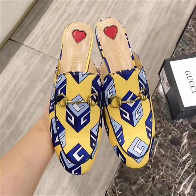 Gucci Princetown Geometric Horsebit Mule Slipper Calfskin Leather Fall Winter 2017 Collection Yellow