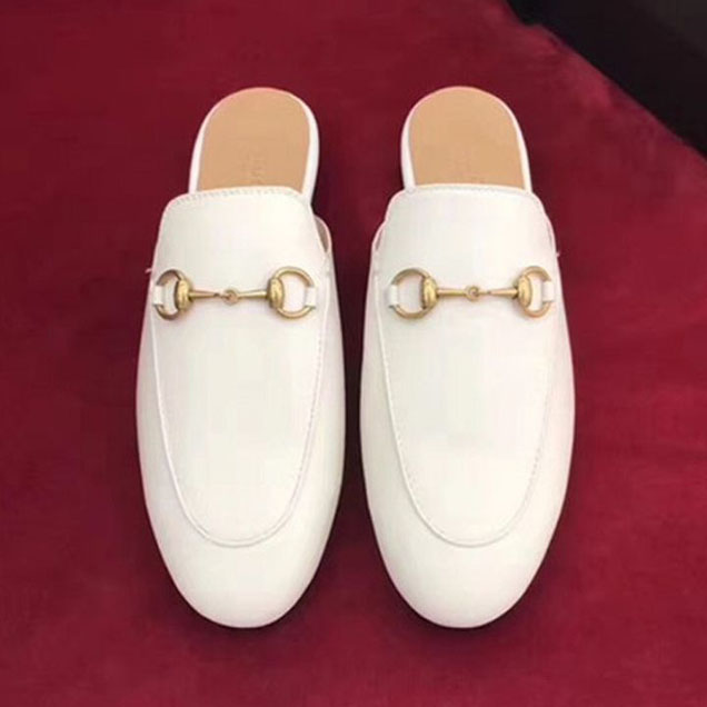 Gucci Princetown Mule Slippers Calfskin Leather Fall Winter 2017 Collection White