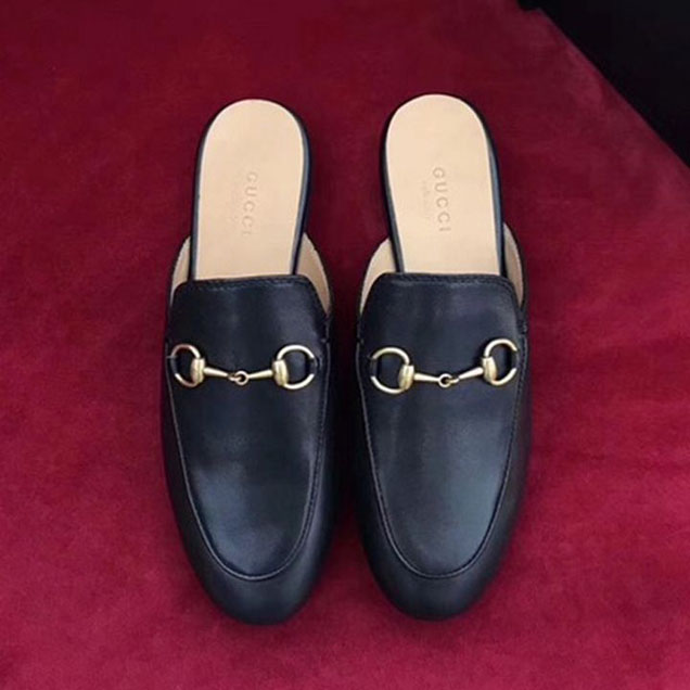 Gucci Princetown Mule Slippers Calfskin Leather Fall Winter 2017 Collection Black