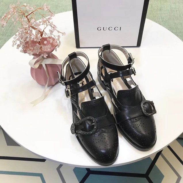 Gucci Queercore Brogue Studded Tiger Head Buckle Monk Shoes 452860 Spring Summer 2018 Collection Black