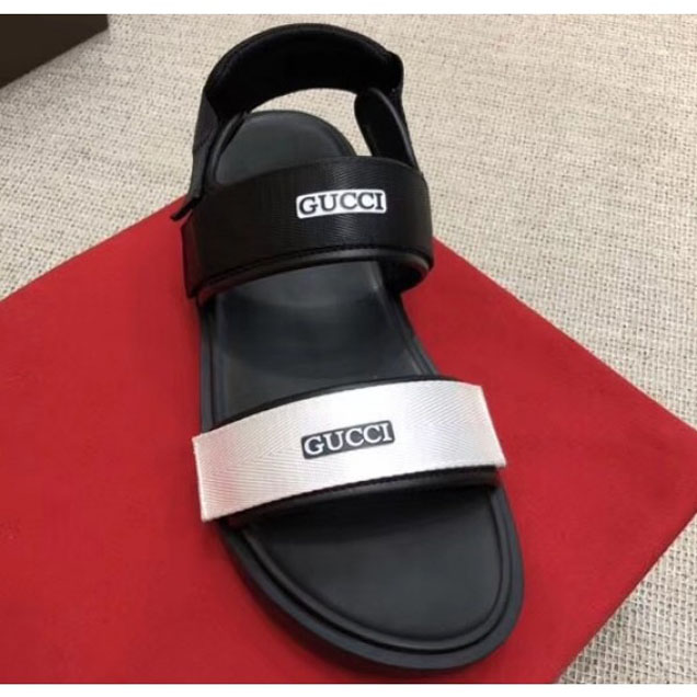 Gucci Leather and Removable Black/White Straps Men's Sandals 2018