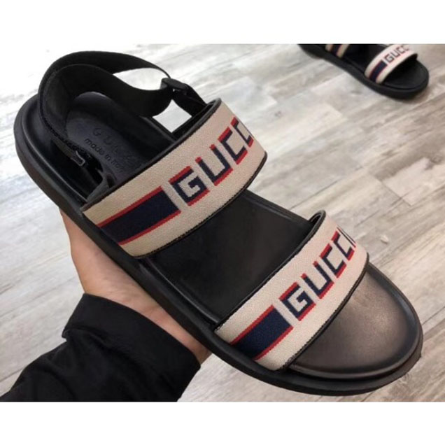 Gucci Logo Jacquard Stripe Straps Men's Sandals 2018