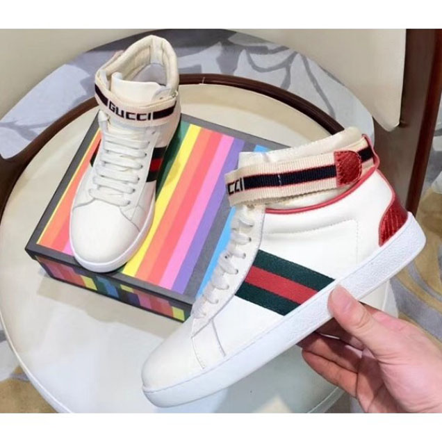 Gucci Stripe Ace High-Top Sneakers White 2018