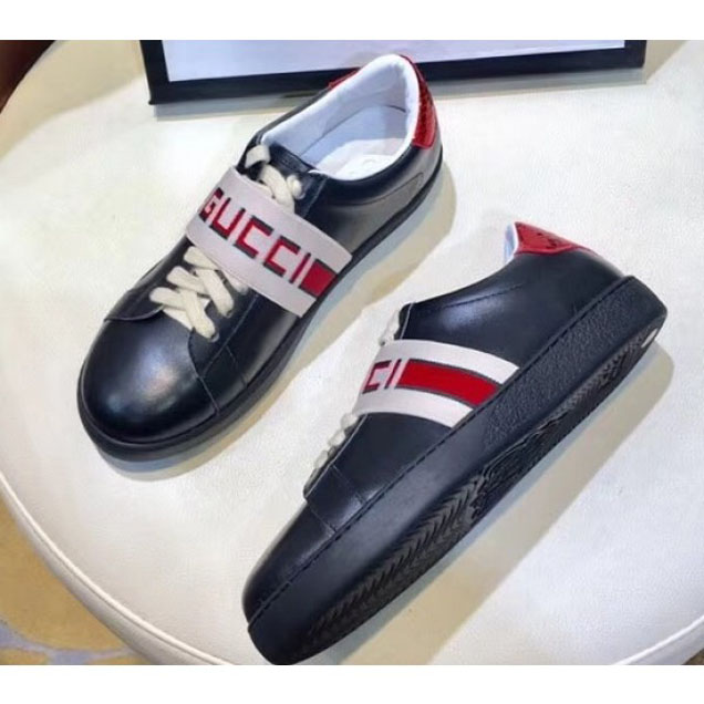 Gucci Stripe Leather Sneakers Black 2018