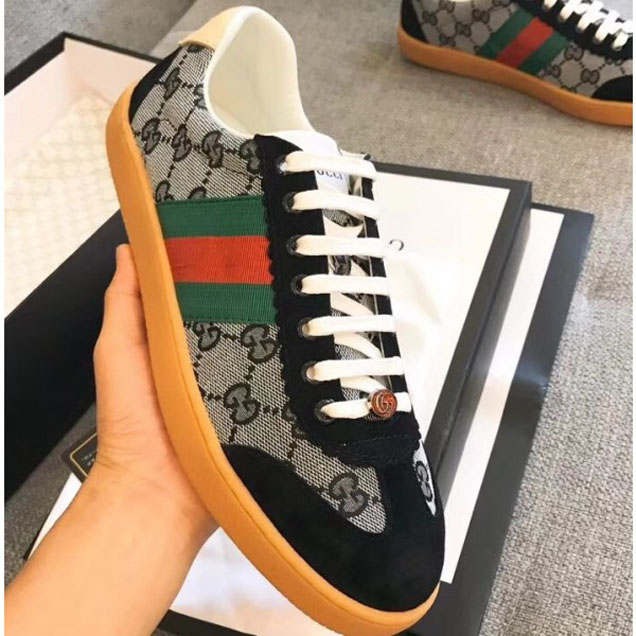 Gucci Suede Web Lovers Sneakers Original GG Supreme Black 2018