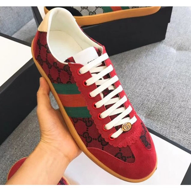 Gucci Suede Web Lovers Sneakers Original GG Supreme Red 2018