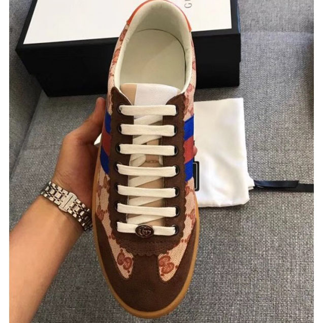 Gucci Suede Web Lovers Sneakers Original GG Supreme Brown 2018