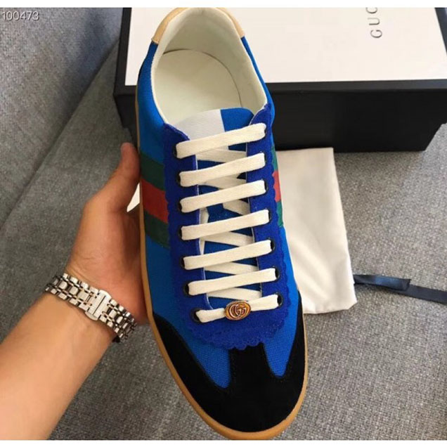 Gucci Suede Web Lovers Sneakers Nylon Blue 2018