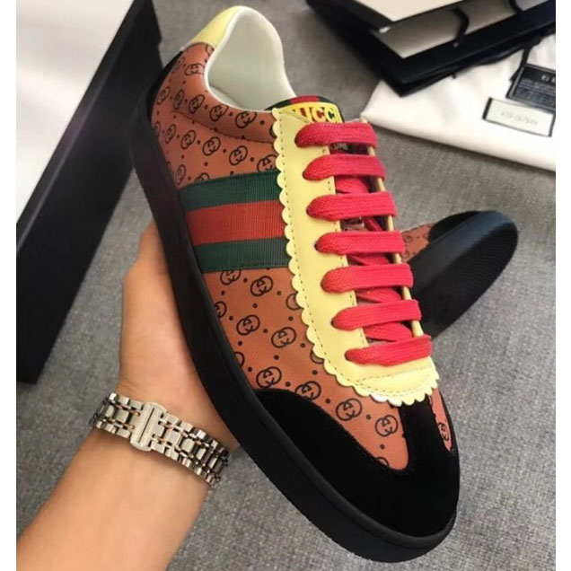 Gucci GG Pattern Web Gucci-Dapper Dan Lovers Sneakers Brown 2018