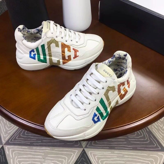 Gucci Rhyton Glitter Logo Dad Sneakers 524990 Calfskin Leather Spring Summer 2018 Collection Off White