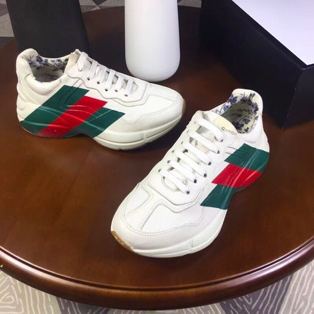 Gucci Rhyton Web Print Logo Dad Sneakers 523535 Calfskin Leather Spring Summer 2018 Collection Off White