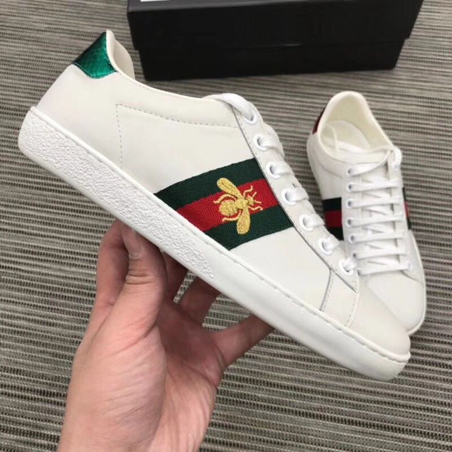 Gucci Ace Embroidered Sneaker 429446 Calfskin Leather Spring Summer 2018 Collection White