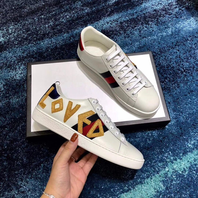 Gucci Ace Studded Leather Sneaker 497090 Calfskin Leather Spring Summer 2018 Collection White