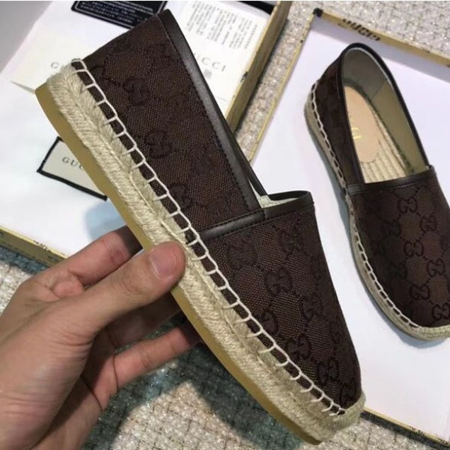 Gucci GG Supreme Canvas Espadrilles Coffee