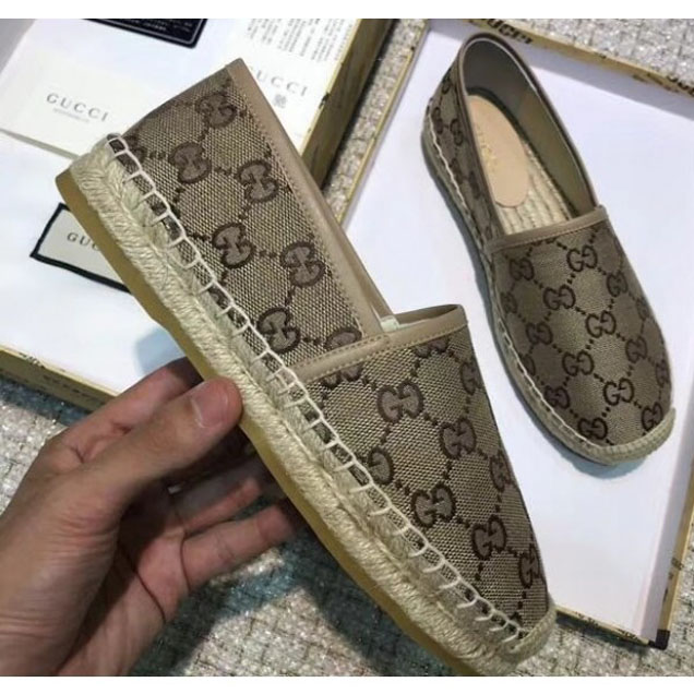 Gucci GG Supreme Canvas Espadrilles Beige