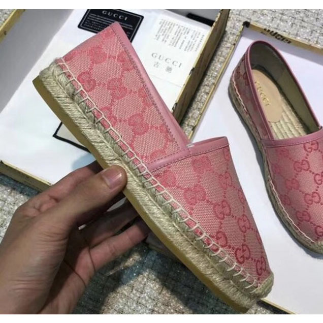 Gucci GG Supreme Canvas Espadrilles Pink