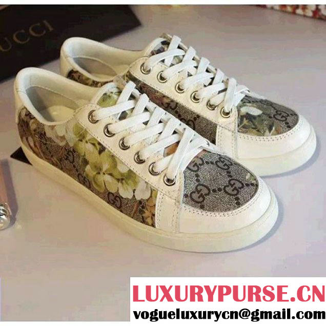 Gucci Green Blooms Print Low-Top Sneakers White 2016 (SZ4029-6040110 )