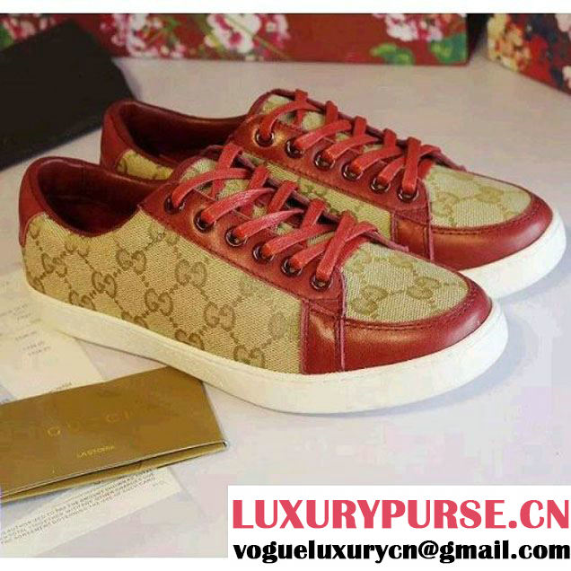 Gucci Brooklyn GG Canvas Lace-up Sneakers 338883 Red (SZ4029-6040112 )