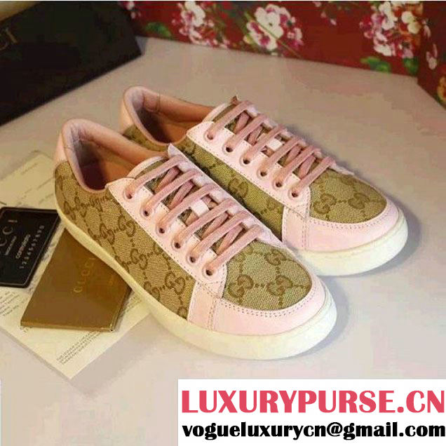 Gucci Brooklyn GG Canvas Lace-up Sneakers 338883 Pink (SZ4029-6040113 )