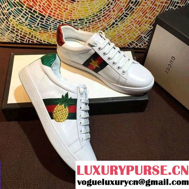 Gucci Embroidered Pineapple& Beatle Low-top Sneaker 2016 (SZ4029-6042001 )