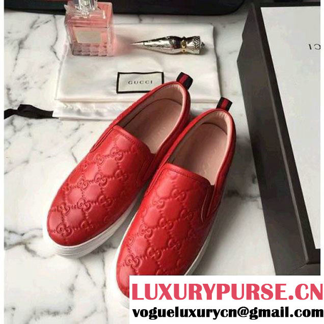 Gucci Signature Leather Slip-On Red 2016 (GD4005-6072816 )