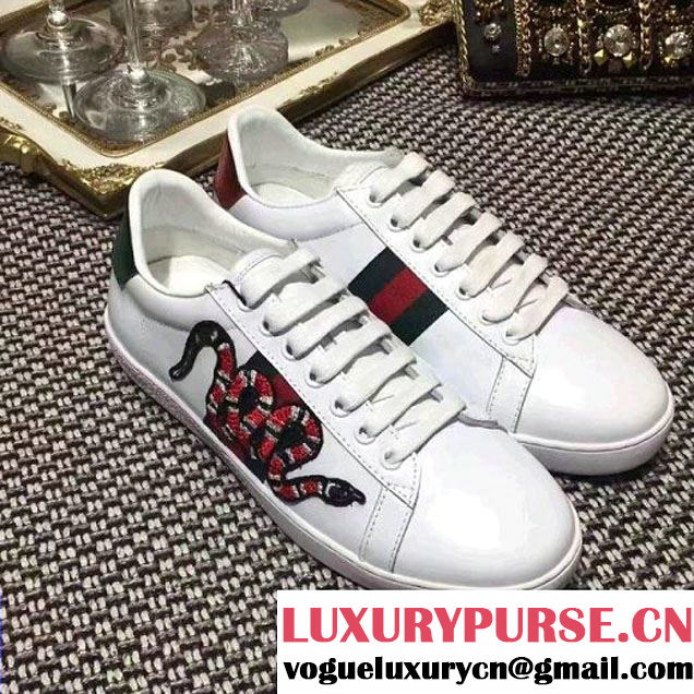 Gucci Embroidered Snake Low-top Sneaker For Men/Women White 2017 (SZ2029-6123101 )