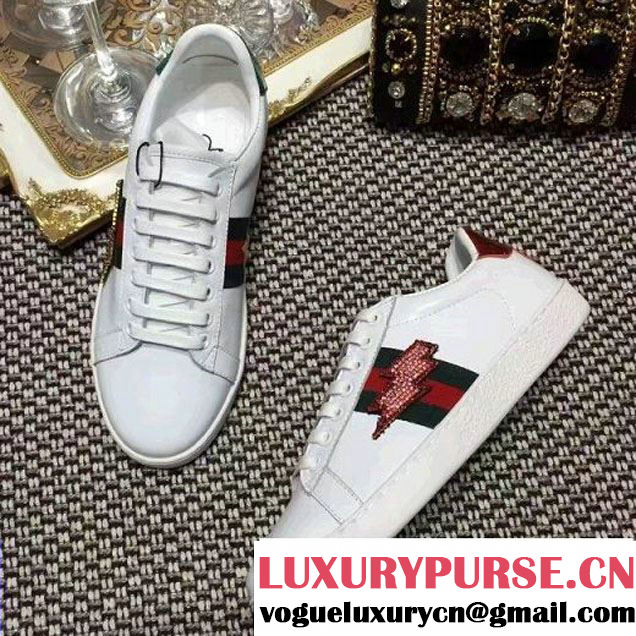 Gucci Embroided Lighting Low-top Sneaker For Men/Women White 2017 (SZ2029-6123114 )