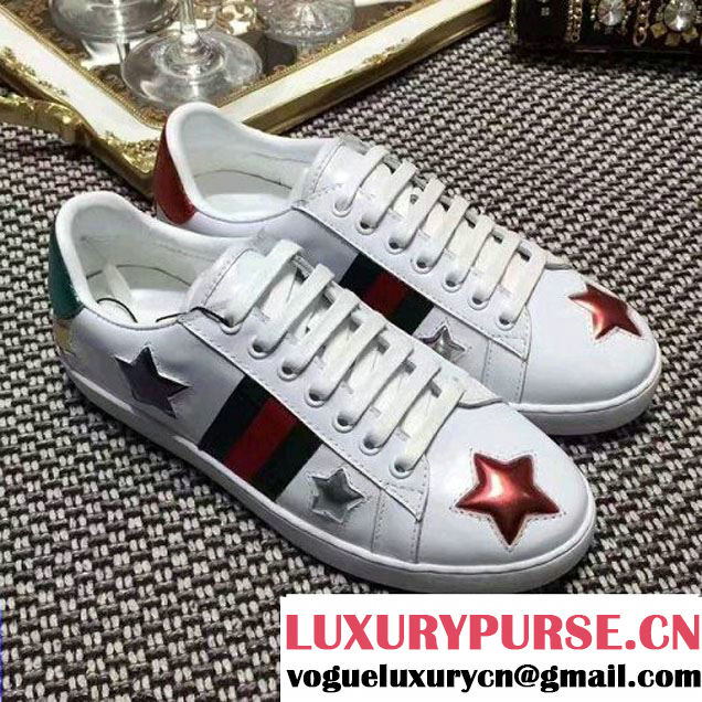 Gucci Embroided Star Low-top Sneaker For Men/Women White 2017 (SZ2029-6123116 )