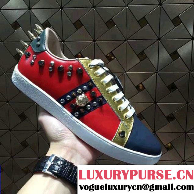 Gucci Studed Low-top Sneaker For Men/Women Red/Blue 2017 (SZ2029-6123121 )