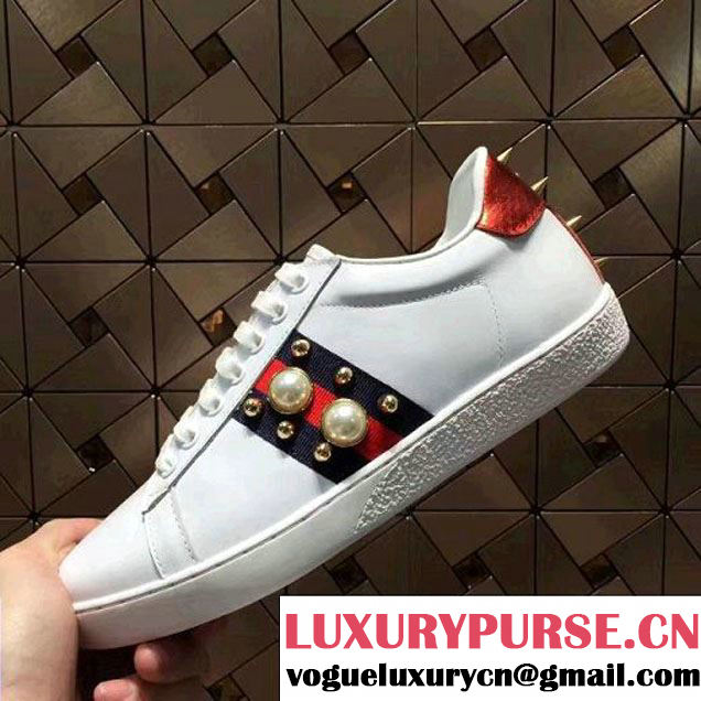 Gucci Studded Low-top Sneaker For Men/Women White 2017 (SZ2029-6123122 )