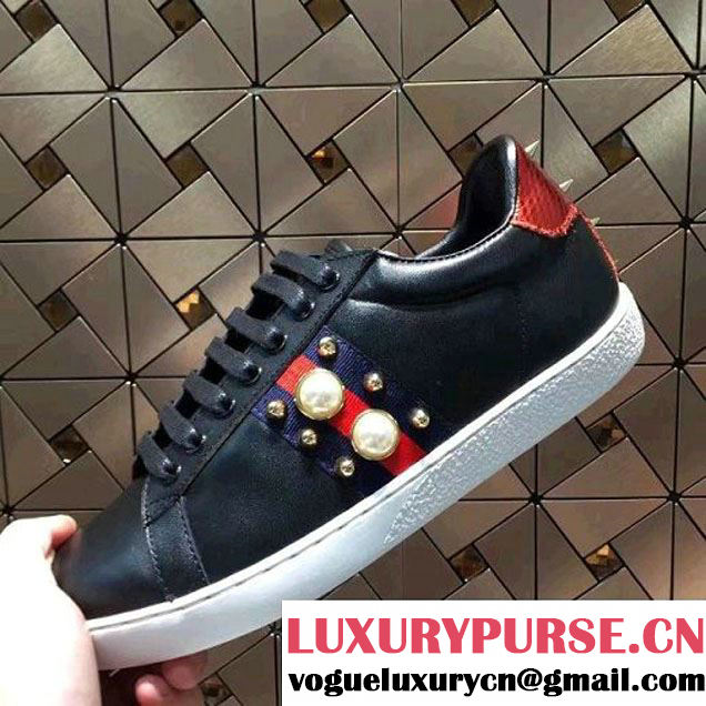 Gucci Studded Low-top Sneaker For Men/Women Black 2017 (SZ2029-6123123 )