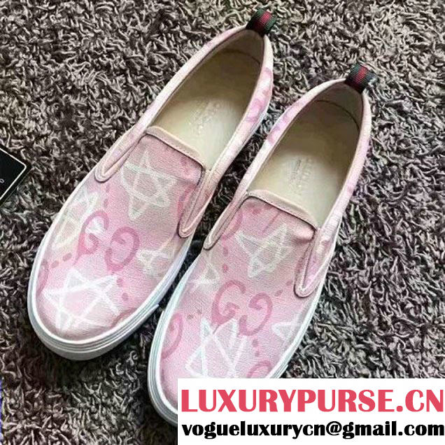 Gucci Ghost Print Slip-On Sneaker Pink 2017 (LG-7030806 )