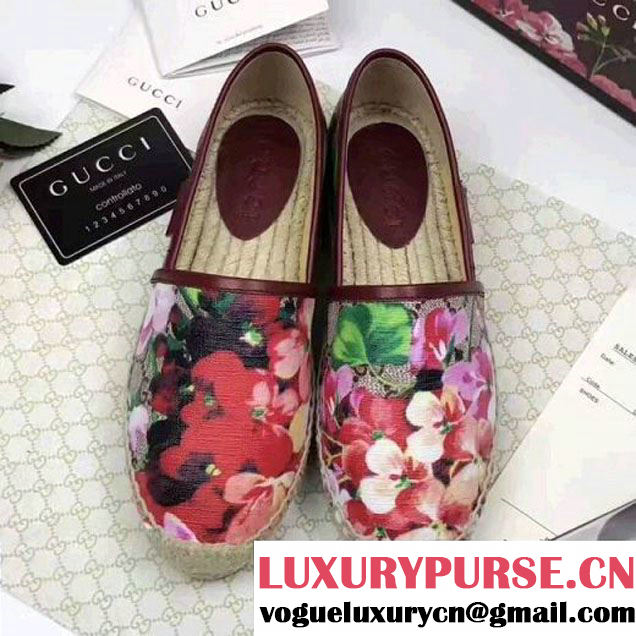 Gucci GG Blooms Supreme Espadrille 427110 Red 2017 (JQB-7050616 )