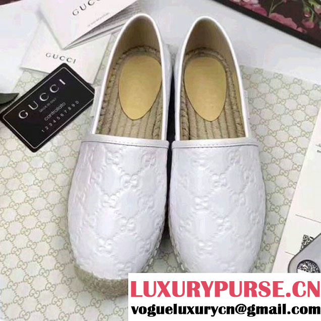 Gucci Signature Leather Espadrille 454703 White 2017 (JQB-7050618 )