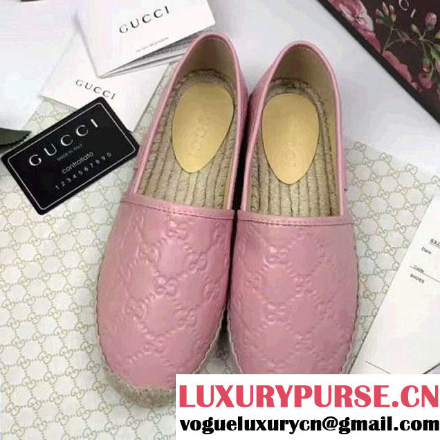 Gucci Signature Leather Espadrille 454703 Pink 2017 (JQB-7050619 )