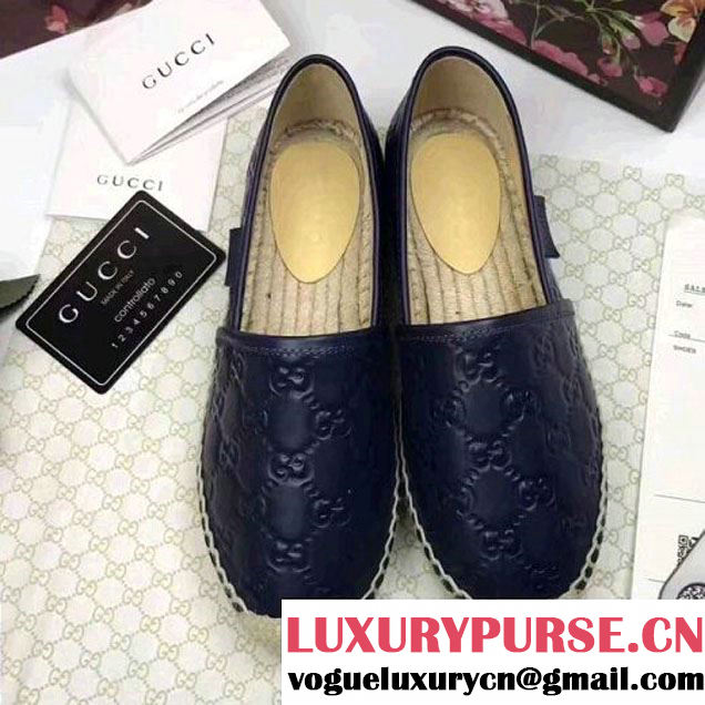 Gucci Signature Leather Espadrille 454703 Blue 2017 (JQB-7050620 )