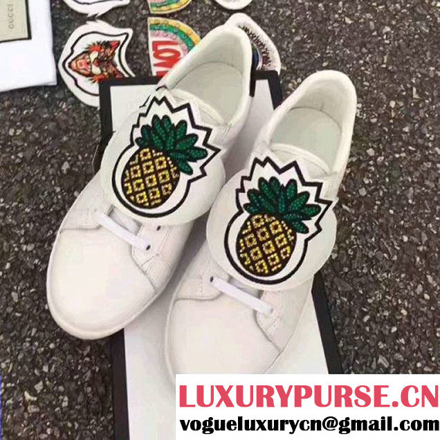 Gucci Ace Sneaker with Removable Patches Pineapple 2017 (LG-7061318 )